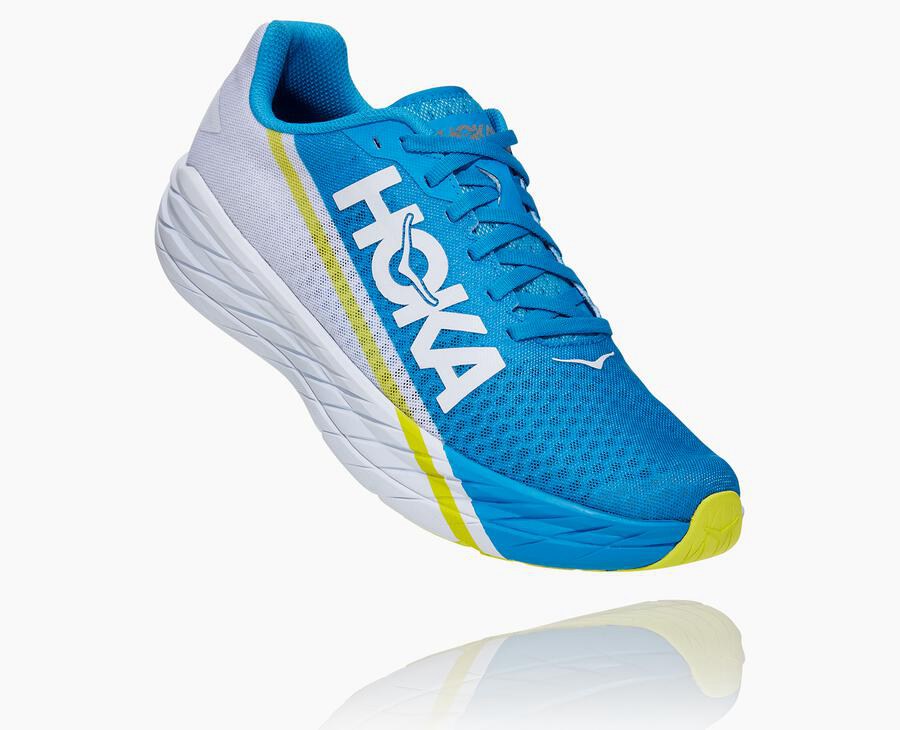 Hoka One One Rocket X - Men Running Shoes - White/Blue,Australia GVX-938071